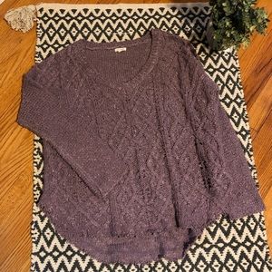 En Creme Purple Flutter Sweater